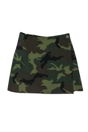 Alice & Olivia - Olive Green Camouflage Print "Renna" Mini Envelope Skirt Sz 24