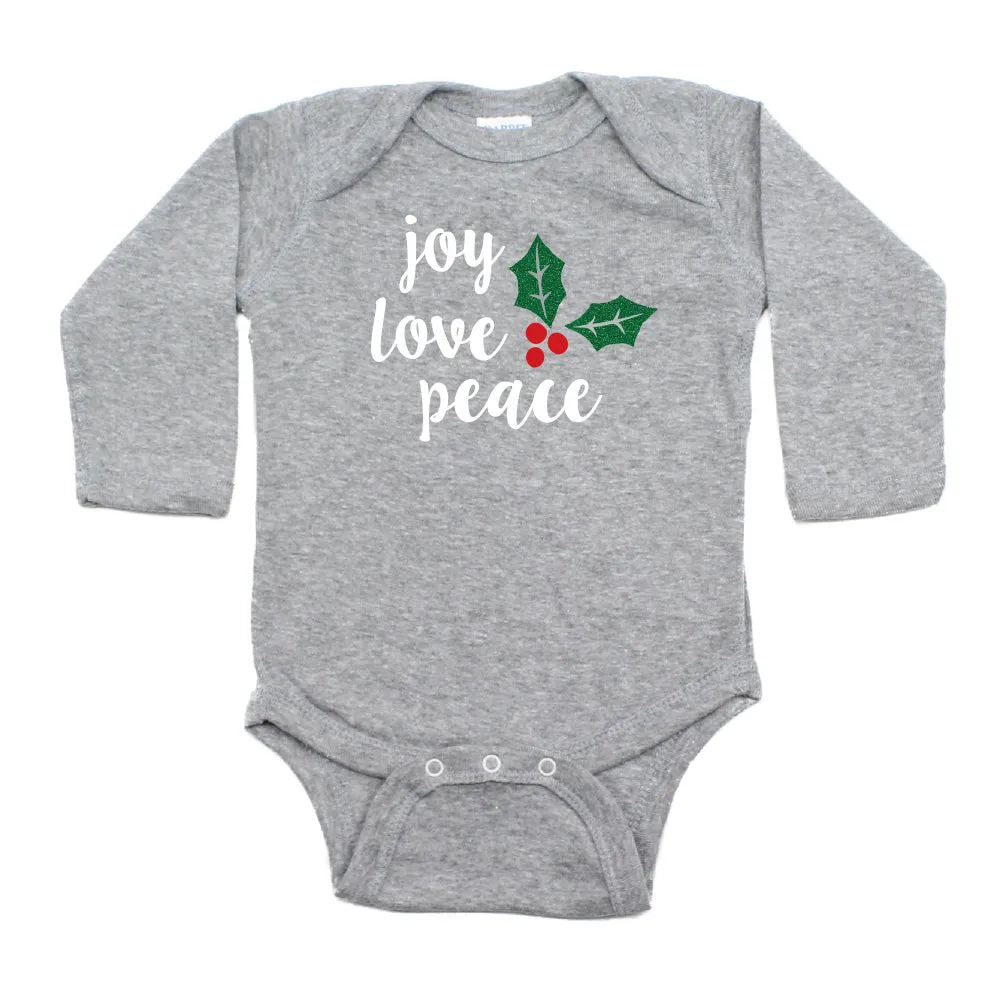 Christmas Joy Love Peace Mistletoe Long Sleeve Infant Bodysuit