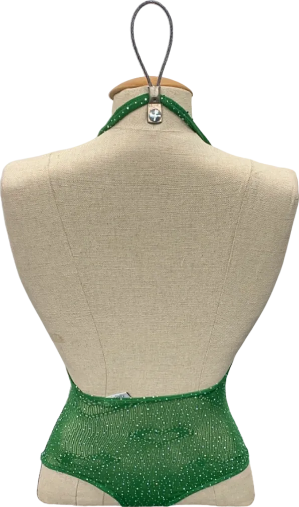 Ciberia Green Heart Pattern Halter Bodysuit One Size