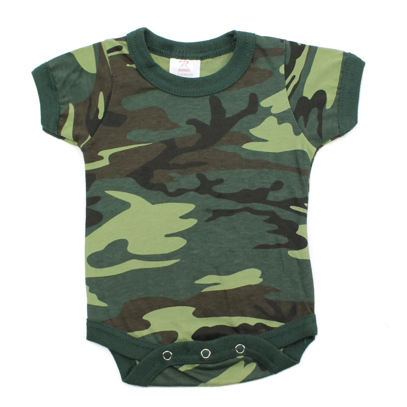 Cotton Short Sleeve Baby Bodysuit Creeper, Woodland Camo