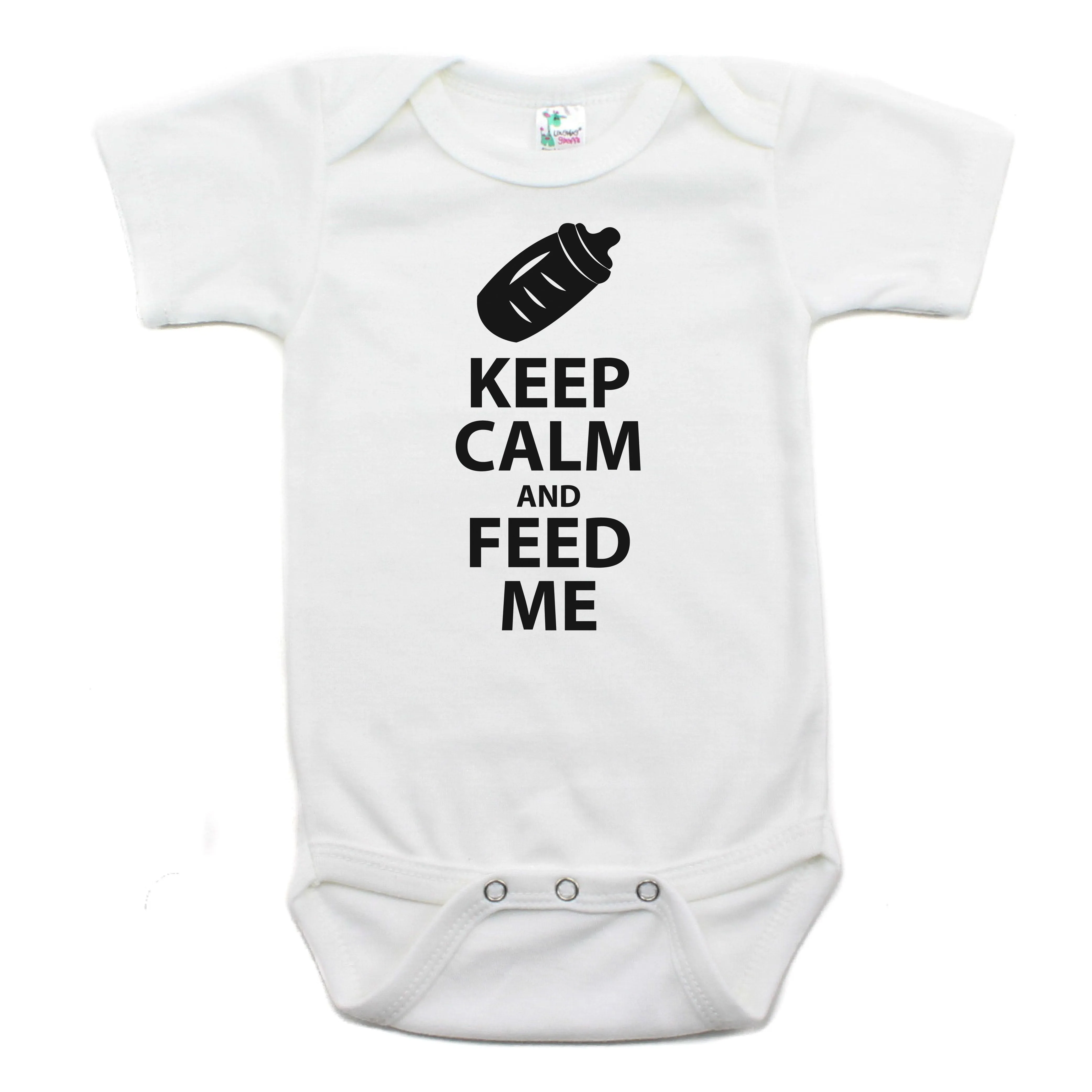 Keep Calm and Feed Me Short Sleeve Cotton Bodysuit