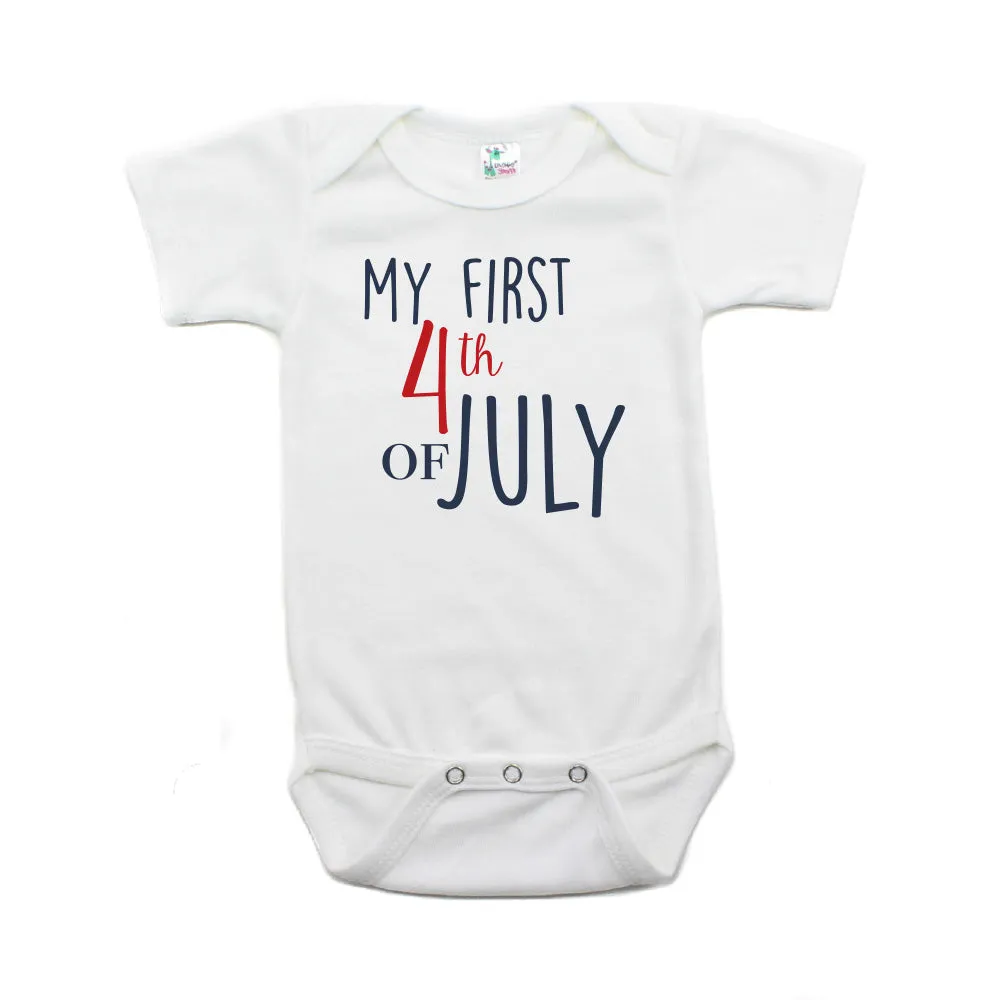 My First 4th of July Bold Text Short Sleeve Infant Bodysuit