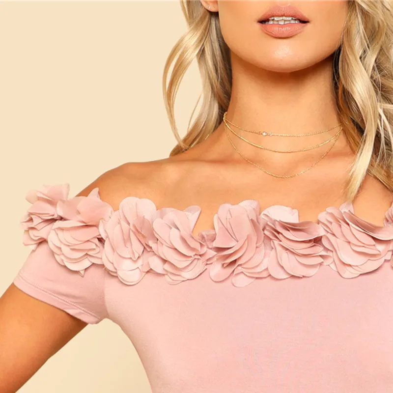 Women Pink Skinny Bodysuit