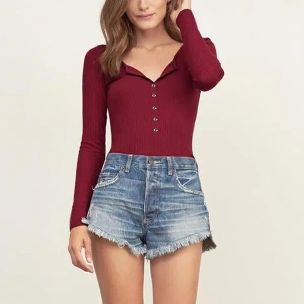 Women Single Breasted Slim Bodysuit