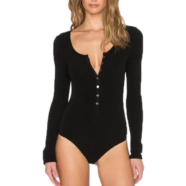 Women Single Breasted Slim Bodysuit