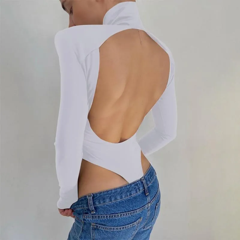 Women Turtleneck Backless Bodycon Bodysuit